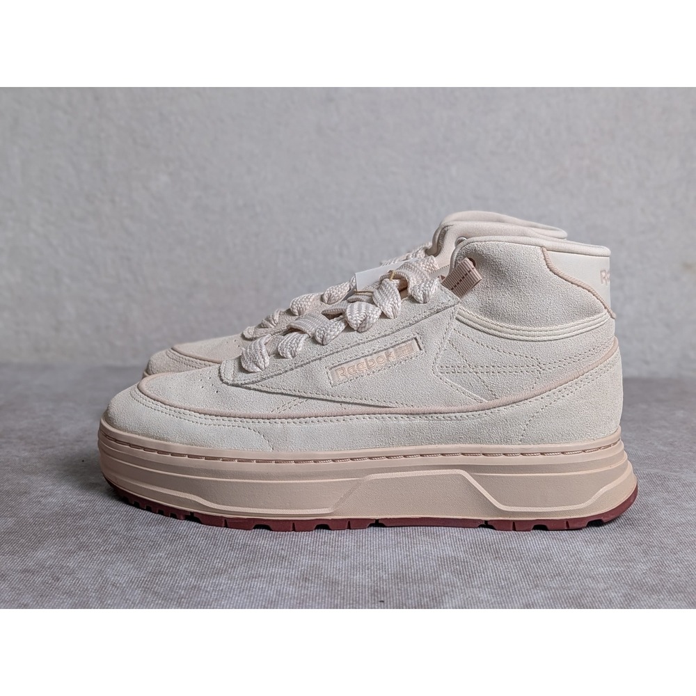 Reebok Club C‎ Geo Mid Womens Sand Beige Suede Platform Sneakers 100074480 9.5